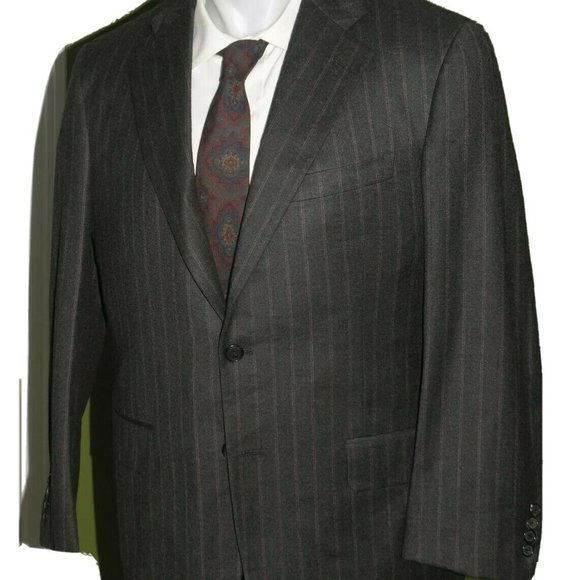 Brooks Brothers Golden Fleece Martin Greenfield Gray Stripe Two Button Suit 40R - Picture 7 of 13